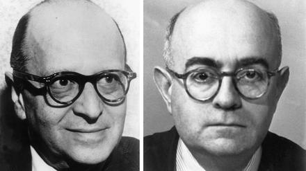 Max Horkheimer (links) und Theodor W. Adorno auf zwei undatierten Aufnahmen.