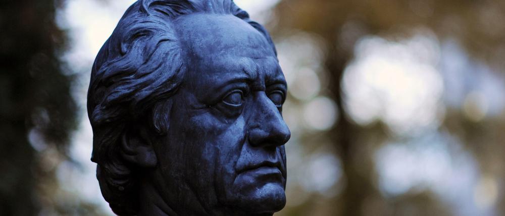 Schon Goethe hegte ein wohlbegründetes Misstrauen gegenüber dem Nationalismus. Eine Büste zeigt den Denker im Stadthallen-Garten in Kassel.