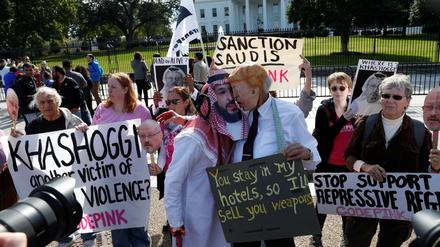Proteste in Washington gegen Geschäfte mit dem saudischen Kronprinzen Mohammad bin Salman am 19. Oktober.