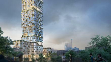 29 Etagen zählt das von MAD Arkitekter geplante Hochhaus in Kreuzberg.