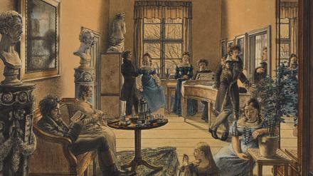 Bildung und Klassik über alles. Carl Friedrich Zimmermanns „Berliner Wohnzimmer“ aus dem Jahr 1816. Hier ist die Bieder-Welt im Ideal dargestellt.