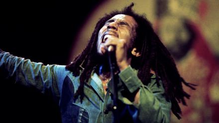 Bob Marley 1977 im Rainbow Theatre in London.
