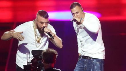 Die Gangster-Rapper Kollegah und Farid Bang bei der Verleihung des Musikpreises Echo