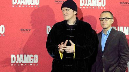 Quentin Tarantino und Christoph Waltz bei der "Django"-Premiere in Berlin.