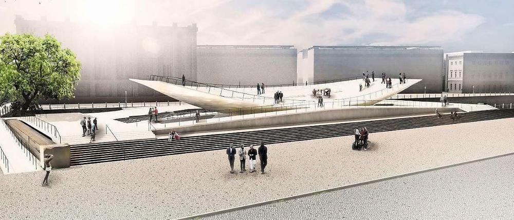 Modell des geplanten Berliner Einheits- und Freiheitsdenkmals vom Architekturbüro Milla &amp; Partner.
