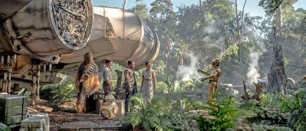 Chewbacca (Joonas Suotamo), Poe (Oscar Isaac), Finn (John Boyega), Rey (Daisy Ridley) und C-3PO (Anthony Daniels) in "Star Wars".