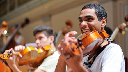 Das Festival Young Euro Classic versammelt traditionell Jugendorchester aus aller Welt, hier ein Foto von der Probe des Jugendorchesters Sao Paulo. 