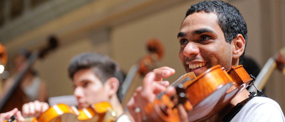 Das Festival Young Euro Classic versammelt traditionell Jugendorchester aus aller Welt, hier ein Foto von der Probe des Jugendorchesters Sao Paulo. 