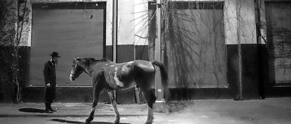 Was macht das Pferd auf der Straße? Der israelische Film "Tikkun" erzählt von der Selbstentfremdung eines orthodoxen Juden - in hyperrealistischen Schwarzweiß-Bildern.