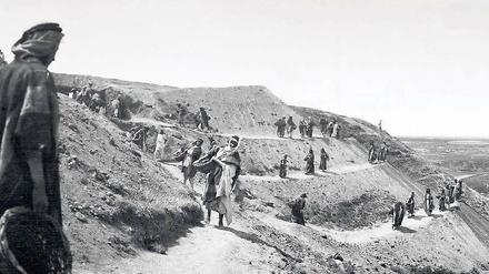 Auf großer Expedition. Grabung am Nordabhang des Tell Halaf. Aufnahme ohne Datum. 