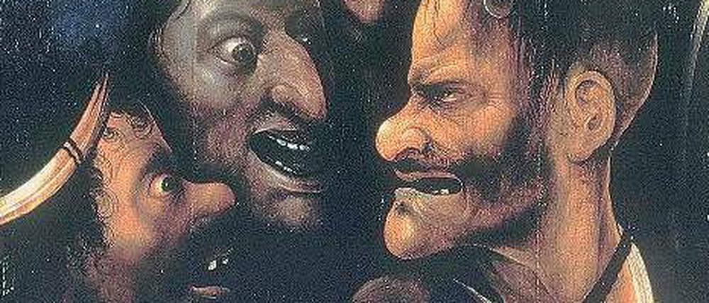 Der Mensch als Monster. Einfache Gegensätze: Wer nicht radikal gut ist, ist abgrundtief böse – Ausschnitt aus Hieronymus Boschs „Kreuztragung Christi“ (um 1450). 