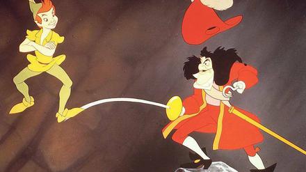 Fang mich doch! Im Walt-Disney-Film von 1953 foppt ein lausbubenhafter Peter Pan seinen Lieblingsfeind, den teuflischen Piratenkapitän Hook.