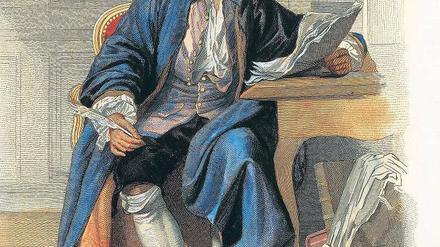 Der Geist flog frei, der Wein floss in Strömen. Diderot (1713 - 1784) auf einem Stich aus dem 19. Jahrhundert.Foto: akg / De Agostini Picture Lib.