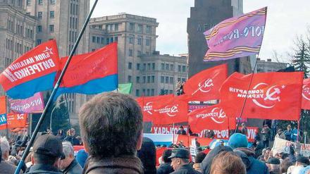 Auf nach Russland. Demonstration in Charkiw am vergangenen Sonntag.