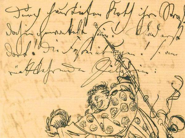 Wertvolles Gekritzel. Brief Adolph von Menzels an einen Freund. Er wird kommende Woche in Berlin versteigert.