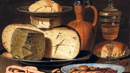 So speiste das Bürgertum. „Stillleben mit Käsen, Mandeln und Brezeln“ (1615) von Clara Peeters. 