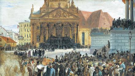 Die Revolution ist tot. Beerdigung der Märzgefallenen in Berlin, Gemälde von Adolph Menzel. 