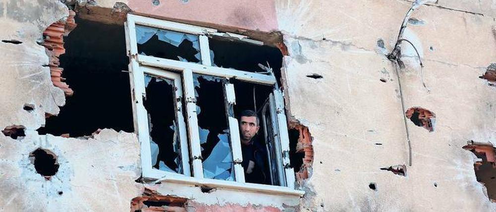 Zeichen der Zerstörung. Ein Haus im Sur-Bezirk von Diyarbakir nach Zusammenstößen türkischer Sicherheitskräfte mit militanten Kurden im Dezember 2015.
