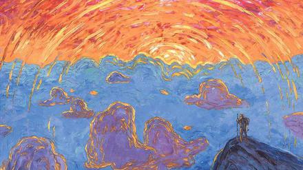 Bergeinsamkeit. Das Gemälde "Sonnenuntergang am Mont Blanc" schuf Wenzel Hablik 1906, noch vom Jugendstil beeinflusst.