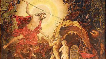 Näher, mein Gott zu dir. Auf einem Epitaph, das Michael Ribestein 1562 für den Berliner Bürgermeister Simon Mehlmann malte, steigt Jesus in die Hölle hinab, um Adam und Eva zu befreien.