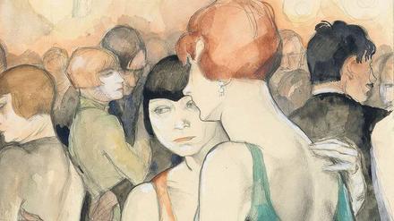 Damenwahl. Das Aquarell "Zwei Frauen tanzen" von Jeanne Mammen, entstanden um 1928.