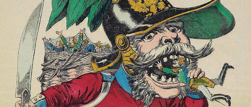 Großmaul. "Der große deutsche Menschenfresser", Karikatur auf den preußischen König Wilhelm I., entstanden 1870/71 zum deutsch-französischen Krieg.