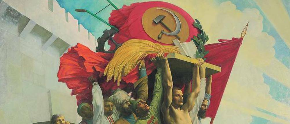 Stepan M. Karpow (1890 – 1929) gab der erwünschten „Völkerfreundschaft“ innerhalb der 1922 geschaffenen Sowjetunion symbolisch Ausdruck. Da lag die Revolution erst ein paar Jahre zurück.