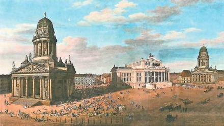 Stadtbaukunst. Der Berliner Gendarmenmarkt im Gemälde, um 1822.