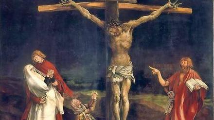 Dunkelste Nacht. Das Kreuzigungsbild des Isenheimer Altars zeigt in ganzer Drastik den zerschundenen Körper des toten Christus. 