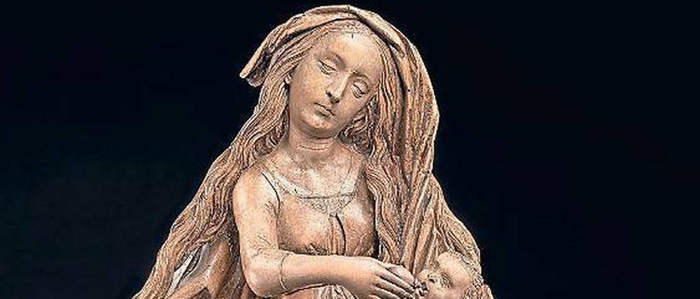 Melancholische Muttergottes. Eine restaurierte Skulptur von Michel Erhart, 1480 in Ulm geschnitzt.
