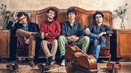 Jakob Encke, Daniel Stoll, Leonard Disselhorst und Sander Stuart (v. l.) sind das Vision String Quartet.