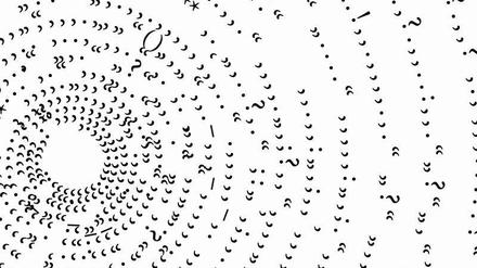 Ein spiralförmiges Schaubild mit den Satzzeichen aus den ersten drei Kapiteln von „Effi Briest“. 