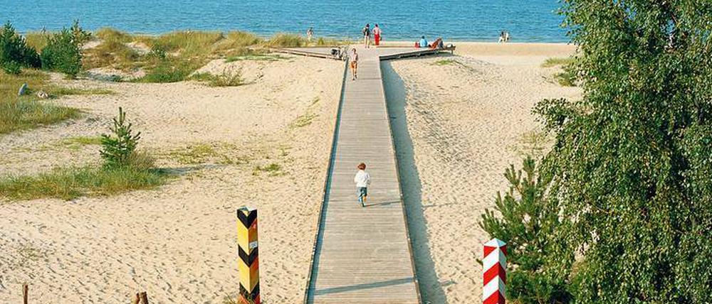 Strandweg auf Usedom. Einst standen hier die Sperranlagen bis ins Meer