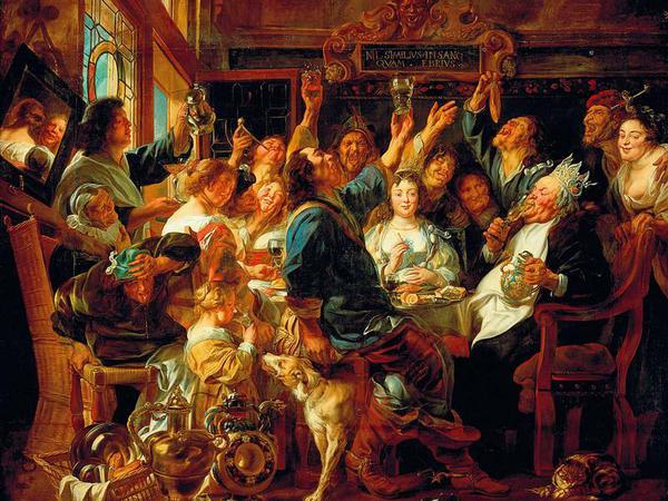 Von Sinnen. "Das Fest des Bohnenkönigs", ein Gemälde von Jacob Jordaens, entstanden von 1640 - 1645. 