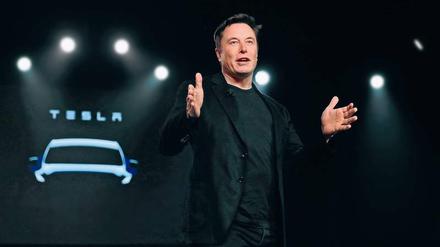 E-Mobilität als Religion. Elon Musk stellt das neue Tesla-Modell Y vor, das in Zukunft auch in Brandenburg gebaut werden soll.