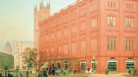 Hülle sucht Inhalt. Die 1832 bis 1835 von Karl Friedrich Schinkel erbaute Bauakademie am Werderschen Markt. Gemälde von Eduard Gaertner (1868). 