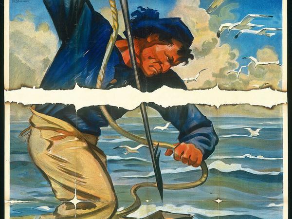 Plakat für das britische Fischerdrama „Die Männer von Aran“ (1934).