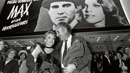 Michel Piccoli und Romy Schneider im Februar 1971 bei der Premiere von Claude Sautets „Das Mädchen und der Kommissar“. 