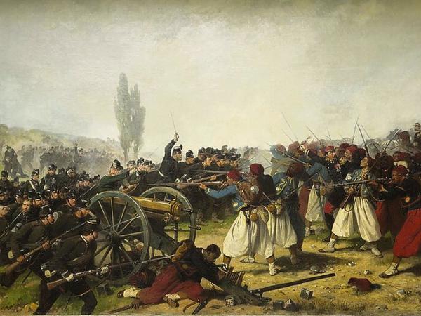 Krieg ist Kampf. Theodor von Götz malte „Das Königlich Sächsische Jägerbataillon Nr. 13 in der Schlacht bei Sedan am 1. September 1870“ wenige Jahre danach.