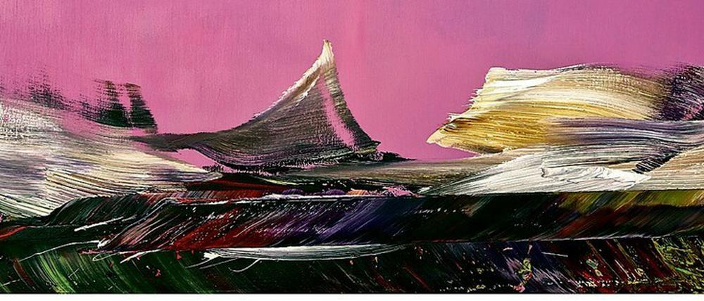 Weiter Horizont. Ausschnitt aus dem Gemälde „Echo Lake“. Der Streif abstrahierter Natur am unteren Bildrand weckt Erinnerungen an Gemälde von Caspar David Friedrich.