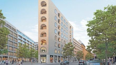 Kolossal. Der Neubau „Oro“, den Herzog &amp; de Meuron am neuen Stadtplatz an der Oranienburger Straße entworfen haben.