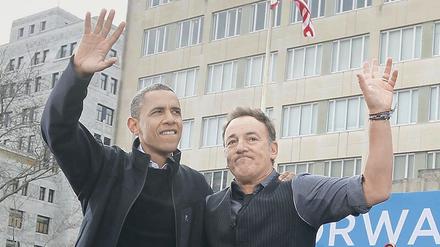 Seite an Seite: Barack Obama (links) und Bruce Springsteen beim Präsidentschaftswahlkampf 2012.