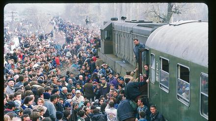 Auf der Flucht. Tausende Kosovo-Albaner verlassen im April 1999 ihre Heimat in Richtung Mazedonien. 