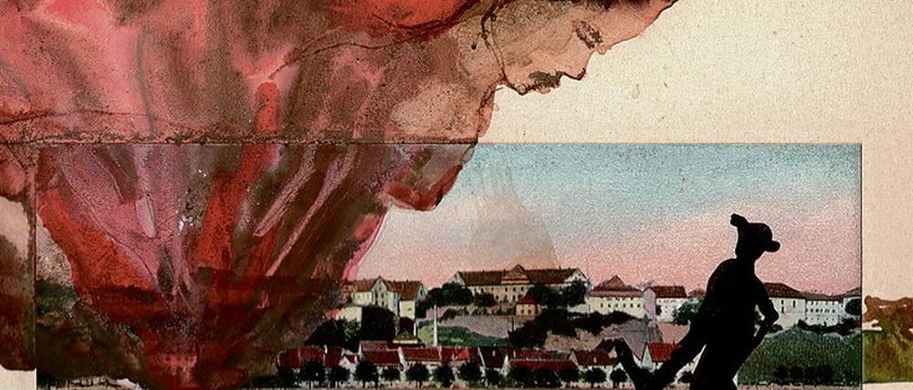 Ein Gondoliere auf dem Bodensee? Eine der Postkarten, die Cornelia Schleime für das „Traumbuch“ von Martin Walser neu inszeniert hat. 