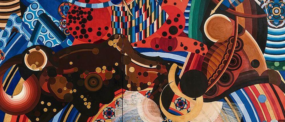 Dekorativ. Sascha Wiederholds psychedelisches Ölgemälde „Bogenschützen“ von 1928, das 2021 für die Neue Nationalgalerie angekauft wurde. 