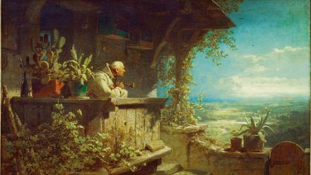 Einsamkeit kann sehr radikal sein. Carl Spitzwegs Bild „Verdächtiger Rauch (Klausner schaut ins Land)“, 1860/62.