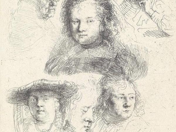 Aus Rembrandts Skizzen. Ausschnitt aus den "Sechs Kopfstudien" von 1636. 