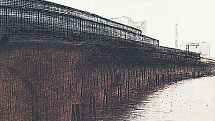 Bonjour Tristesse. Die Jannowitzbrücke, 1983 von Ursula Strozynski in einer Radierung festgehalten.