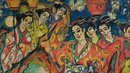 Georg Tappert malte „Geisha-Revue“ um 1911, die Berliner Galerie Nierendorf stellte das Gemälde damals aus.