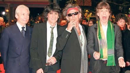 Die Rolling Stones, Charlie Watts (l-r), Ron Wood, Keith Richards und Mick Jagger bei der Eröffnung der Berlinale 2008.